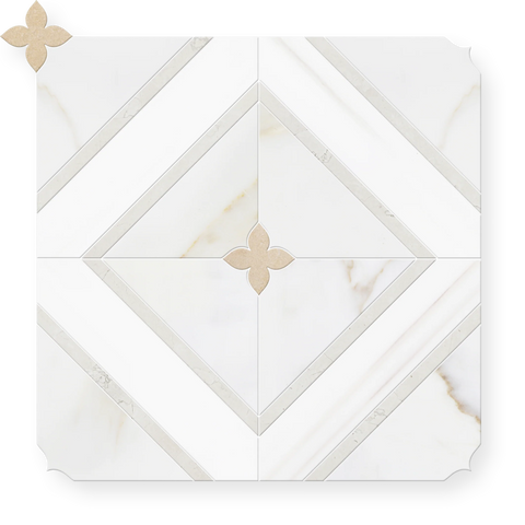Veya - Waterjet and Hand-Cut Diamond Marble Mosaic 12" x 12" Sample