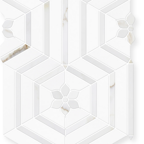 Florence - Waterjet and Hand-Cut Marble Mosaic 9.4" x 11.8" Sample