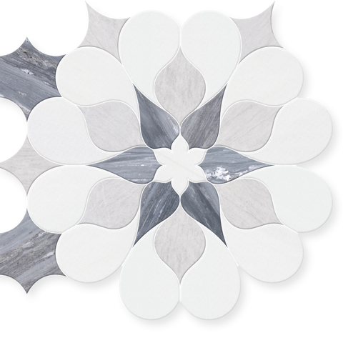 Artemis - Waterjet Flower Marble Mosaic 15.8" x 13.6" Sample