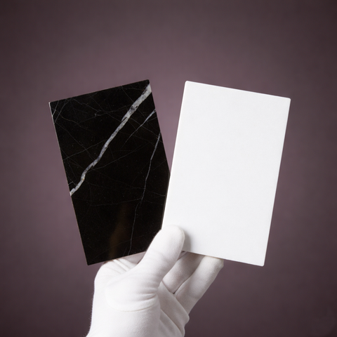 Nero Marquina and Thassos White 12x12 Marble Checkerboard Tile Sample Set