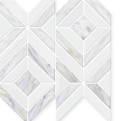 Haven - Hand-Cut Diamond Marble Mosaic Honed 10.1" x 10.1" Sample