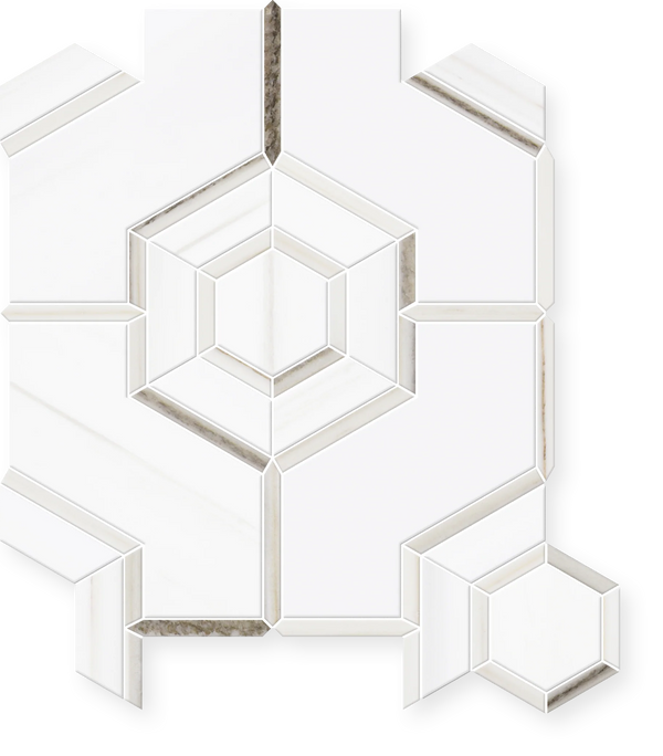 Aurelia - Waterjet & Hand-Cut Marble Mosaic Honed and Polished 10" x 11.5"