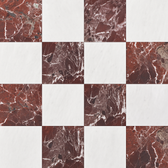 Polar White and Rosso Levanto 12x12 Marble Polished Checkerboard Tile