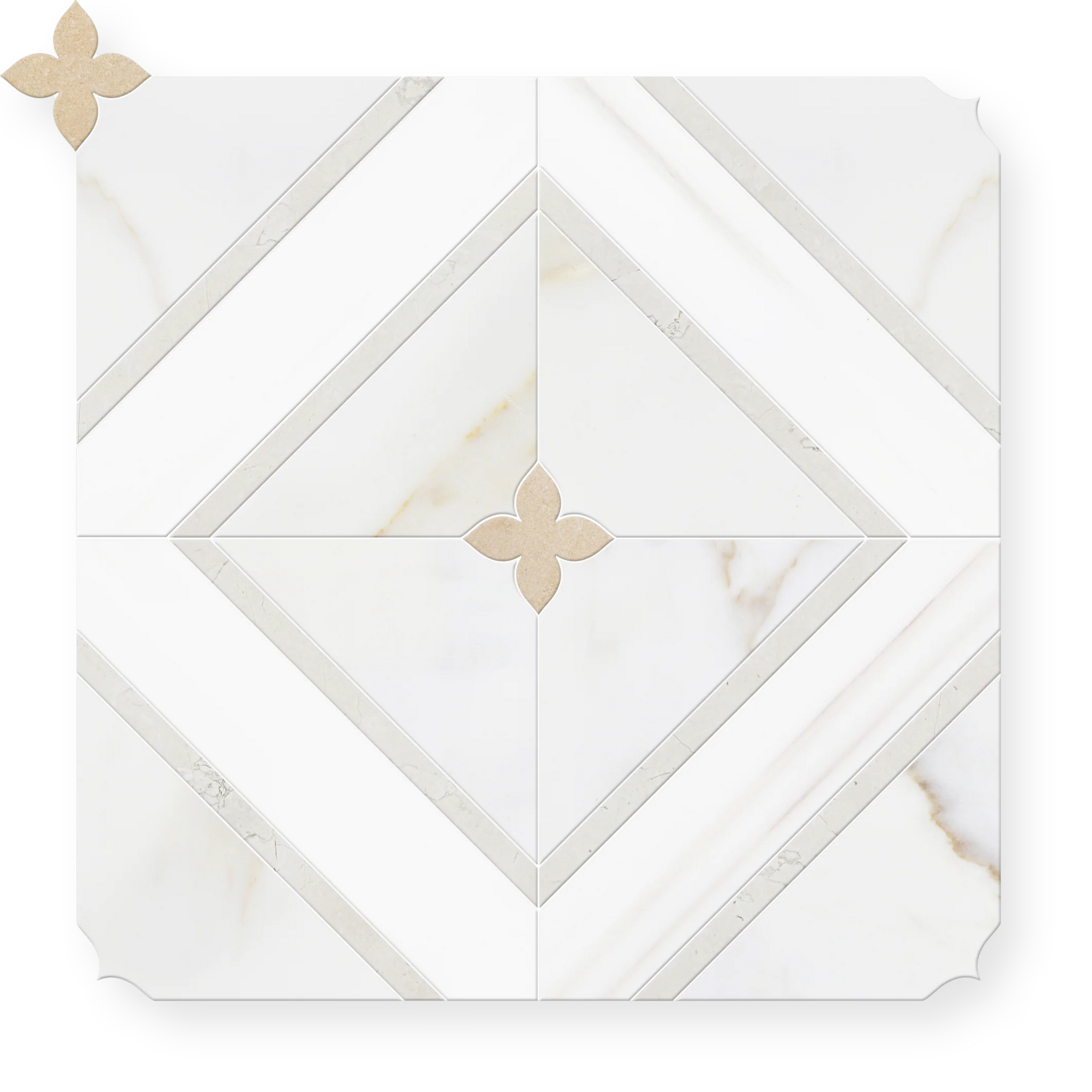 Veya - Waterjet and Hand-Cut Diamond Marble Mosaic 12