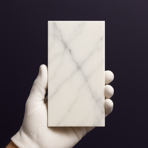 Calacatta Caldia White Marble Tile Sample