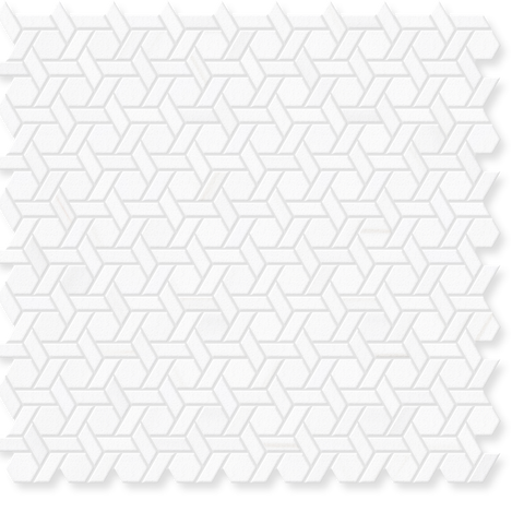 Weave Hexagon - Bianco Dolomite Tumbled - Hand-Cut Marble Mosaic 11.8" x 11.3" Sample