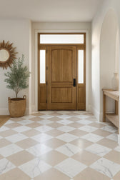 Calacatta Gold and Porto Beige 12x12 Marble Honed Checkerboard Tile