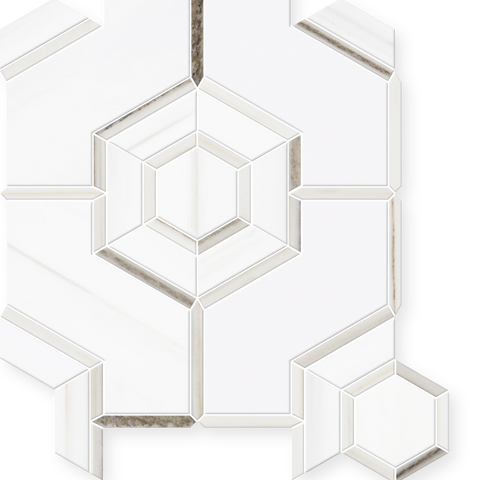 Aurelia - Waterjet & Hand-Cut Marble Mosaic Honed and Polished 10" x 11.5" Sample