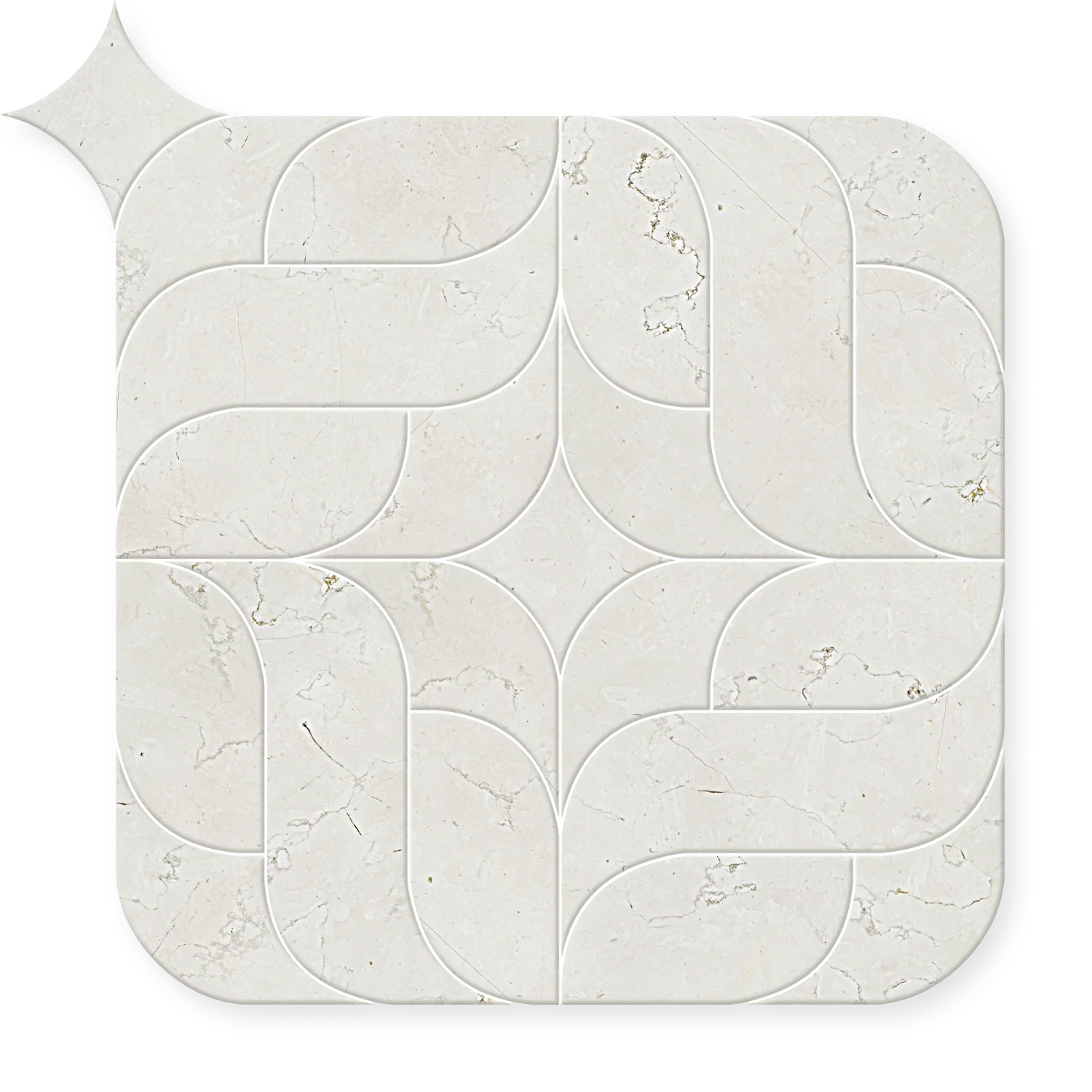Livenza - Waterjet Patterned Marble Mosaic Brushed 12
