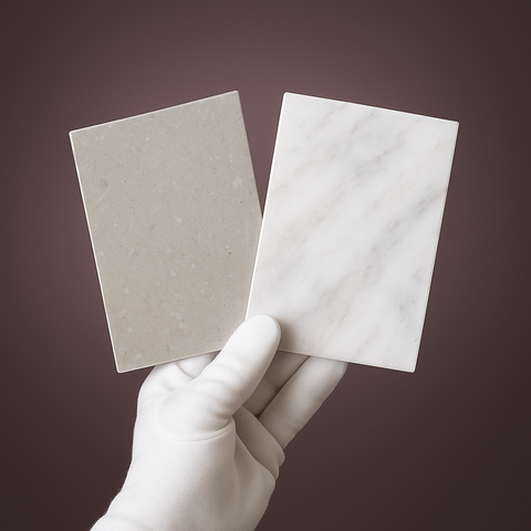 Oriental White and Spanish Grey 12x12 Marble Checkerboard Tile Sample Set