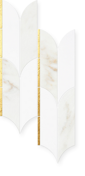Fleur Divine - Hand-Cut Marble White and Gold Mosaic 12