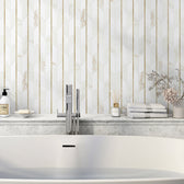 Fleur Divine - Hand-Cut Marble White and Gold Mosaic 12